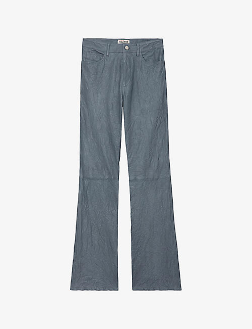 ZADIG&VOLTAIRE: Pistol high-rise flared crinkled-leather trousers