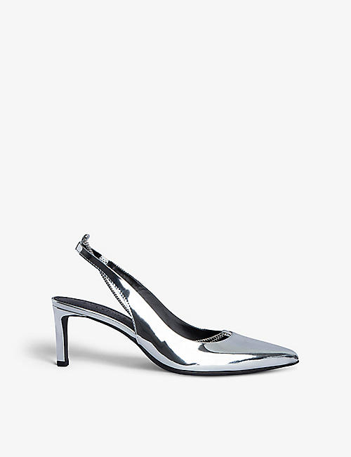 ZADIG&VOLTAIRE: First Night chain-embellished metallic patent-leather slingback courts