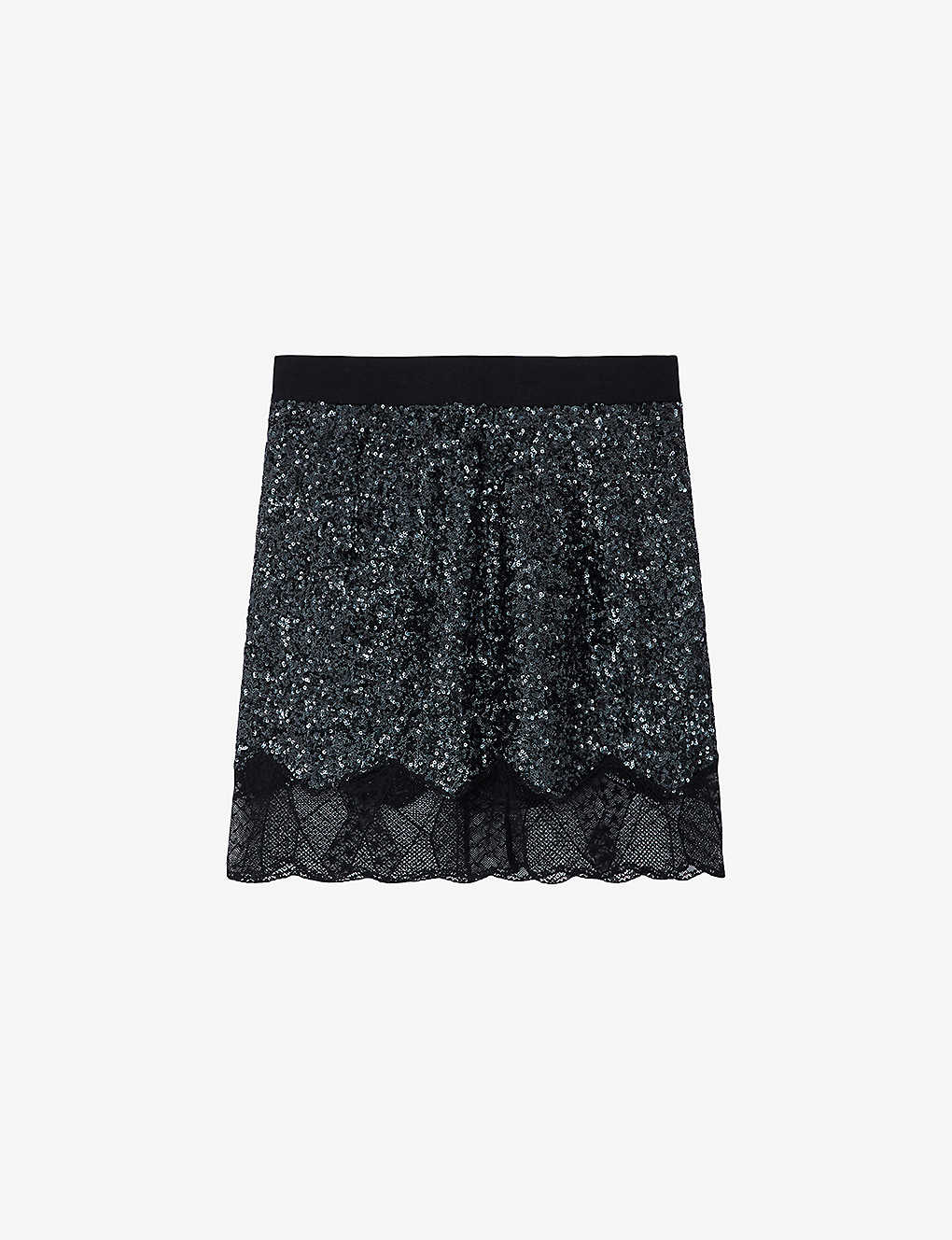 Shop Zadig & Voltaire Zadig&voltaire Women's Noir Justicas Sequin-embellished Woven Mini Skirt