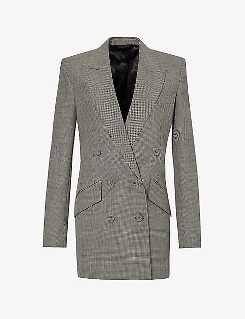 GIVENCHY: Houndstooth-pattern double-breasted wool jacket
