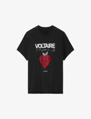 Shop Zadig & Voltaire Zadig&voltaire Womens Carbone Tommer Graphic-print Short-sleeve Cotton T-shirt