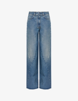 GIVENCHY: Faded-wash wide-leg mid-rise jeans