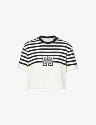 GIVENCHY Logo appliqu striped cotton jersey T shirt