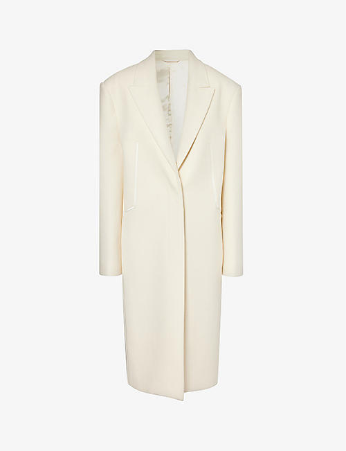 GIVENCHY: Padded-shoulder peak-lapel wool coat