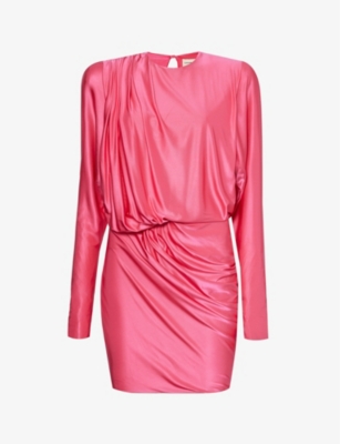 Alexandre Vauthier Womens Pink Pin-tucked Metallic Stretch-woven Mini Dress