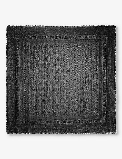 ZADIG&VOLTAIRE: Glenn brand-print metallic-woven scarf