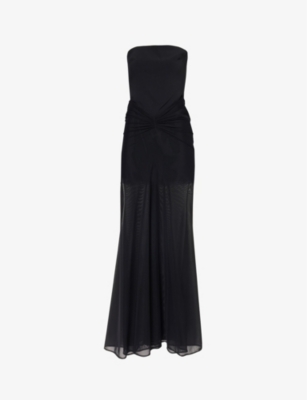 DAVID KOMA DAVID KOMA WOMEN'S BLACK STRAPLESS SEMI-SHEER STRETCH-WOVEN GOWN