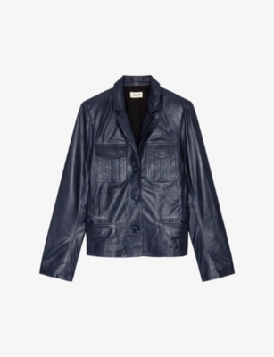 Zadig & Voltaire Liams Leather Jacket In Blue