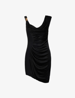 Versace Viscose Draped Dress In Black
