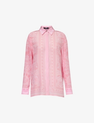 VERSACE: Floral-print regular-fit silk shirt