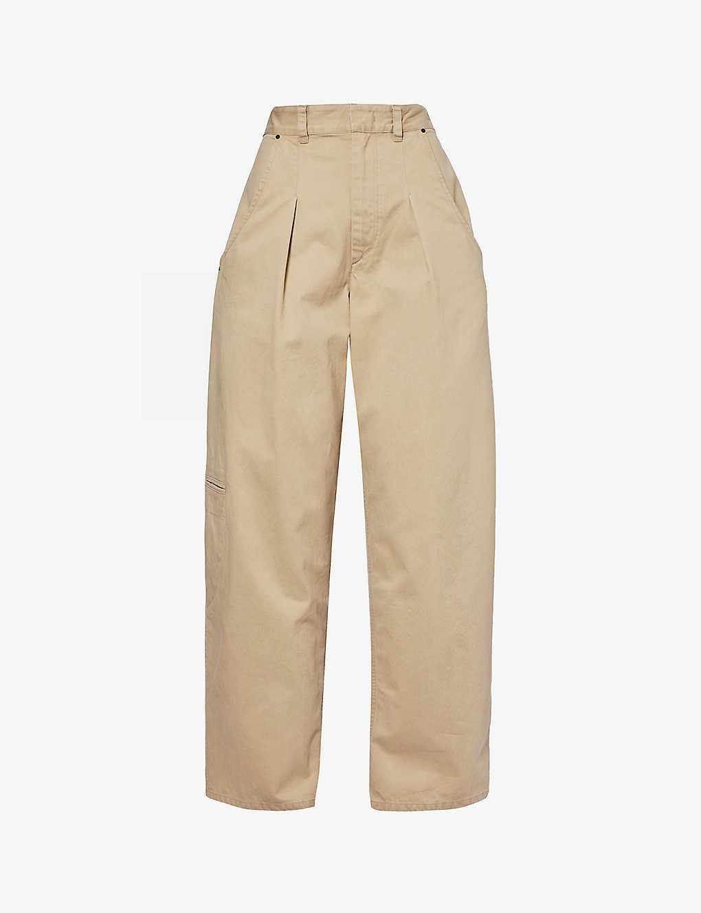 Shop Isabel Marant Women's Beige Lenadi Pleated Relaxed-fit Wide-leg Cotton Trousers