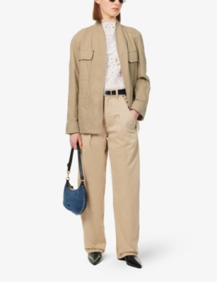 Shop Isabel Marant Womens Beige Loetiza Tie-waist Cotton Jacket