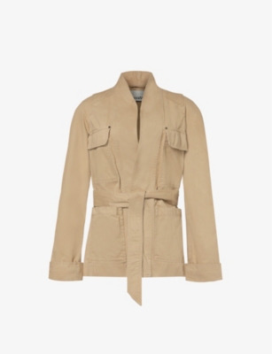Shop Isabel Marant Women's Beige Loetiza Tie-waist Cotton Jacket