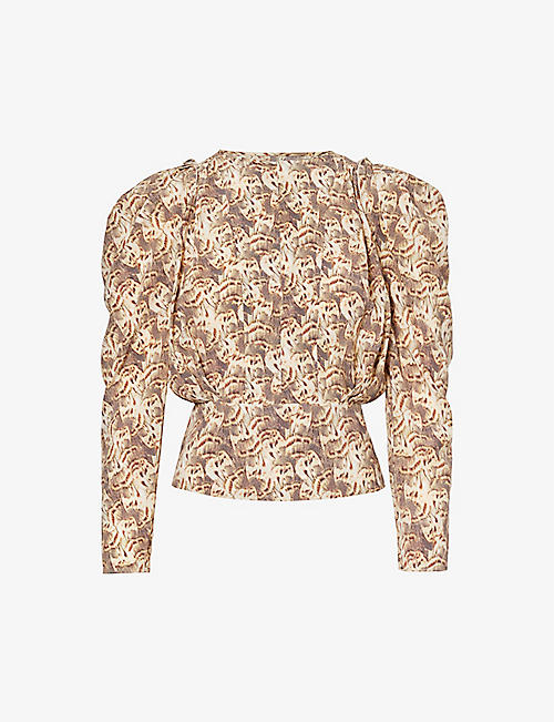ISABEL MARANT: Zarga abstract-pattern stretch-silk top
