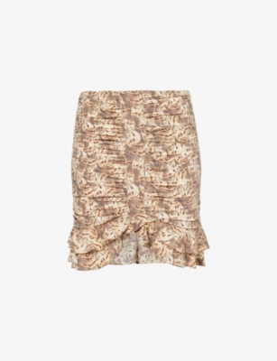 Isabel Marant Milendi Abstract-pattern Stretch-silk Mini Skirt In Natural