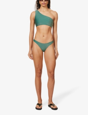 Shop Away That Day Fiji Recycled Polyamide-blend Bikini Bottoms In Sea Green Shimmer