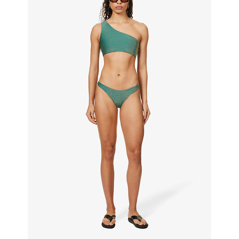 Shop Away That Day Women's Sea Green Shimmer Fiji Recycled Polyamide-blend Bikini Bottoms