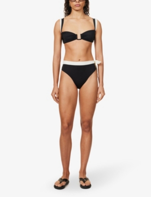 Shop Away That Day Women's Black/ivory Tahiti Biodegradable Stretch-polyamide Bikini Bottoms