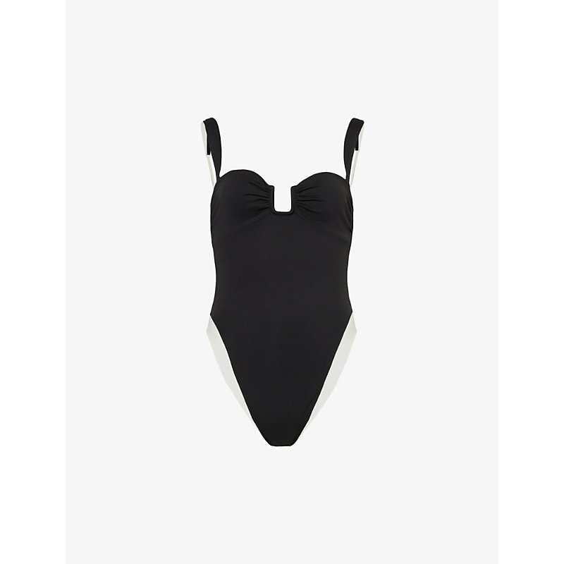 Away That Day Cannes Biodegradable Stretch-polyamide Swimsuit In Black/ivory