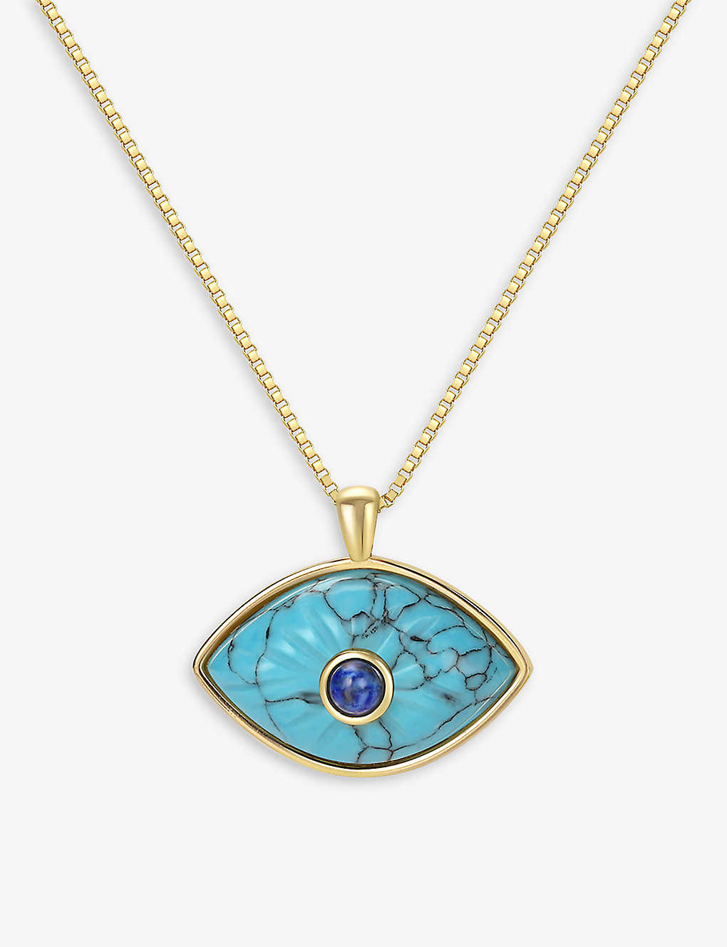 Celeste Starre Eyes On You Recycled 18ct Yellow Gold-plated Brass, Turquoise And Lapis Pendant Necklace