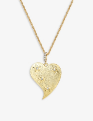 CELESTE STARRE: Twinkle Heart 18ct gold-plated brass and zirconia pendant necklace