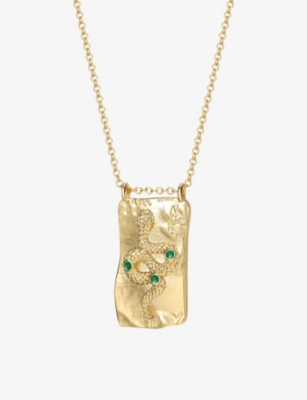 CELESTE STARRE: Snake Eyes 18ct yellow gold-plated brass pendant necklace