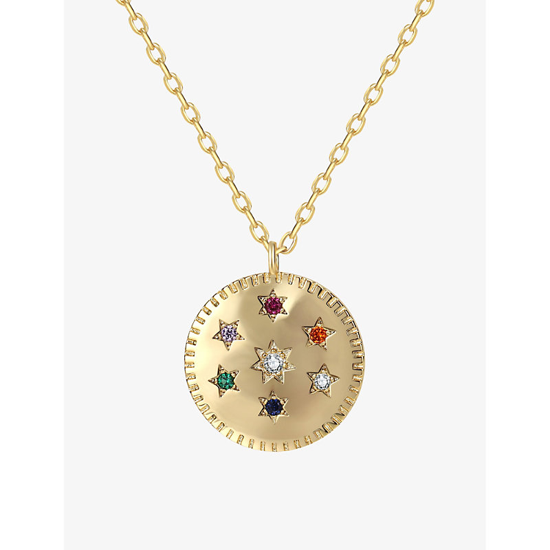 Celeste Starre Womens Gold Rainbow Supershine 18ct Gold-plated Brass And Zirconia Pendant Necklace