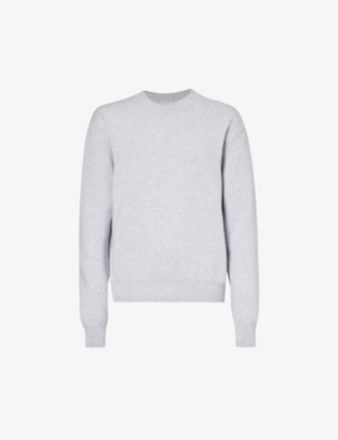 Shop Bottega Veneta Intrecciato-patch Crewneck Stretch-cashmere Jumper In Multi-coloured