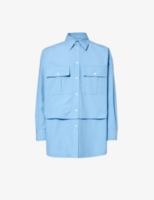 Shop Bottega Veneta Mens Admiral Layered Flap-pocket Cotton Shirt
