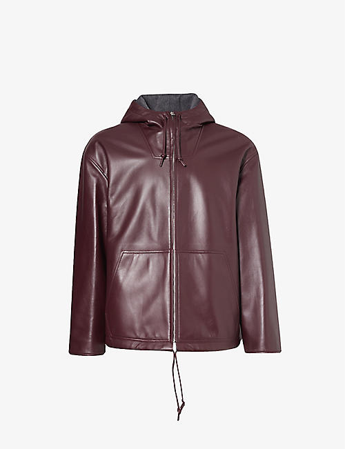 BOTTEGA VENETA: Drawstring-hood dropped-shoulder relaxed-fit leather jacket