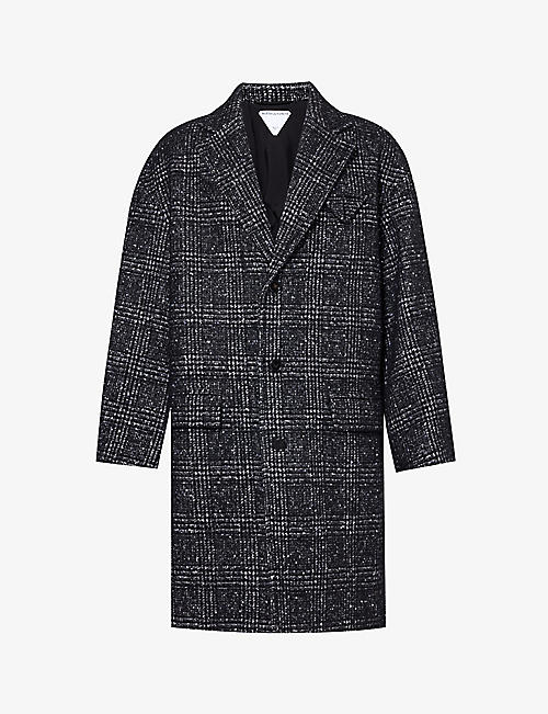 BOTTEGA VENETA: Checked single-breasted wool coat
