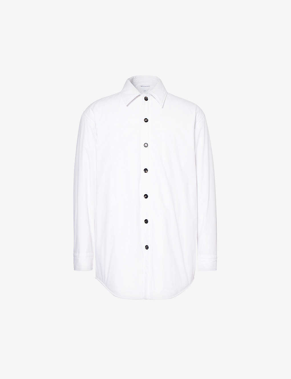 Bottega Veneta Mens White Poplin Brand-patch Regular-fit Cotton Shirt