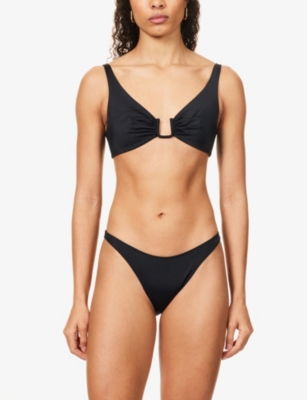 Shop Away That Day Palma Recycled Polyamide-blend Bikini Top In Black