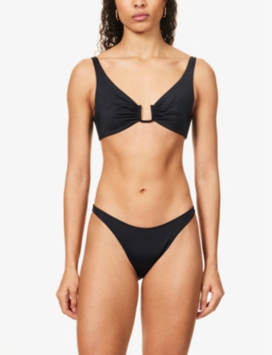 Away That Day Womens Black Palma Recycled Polyamide-blend Bikini Top In Black