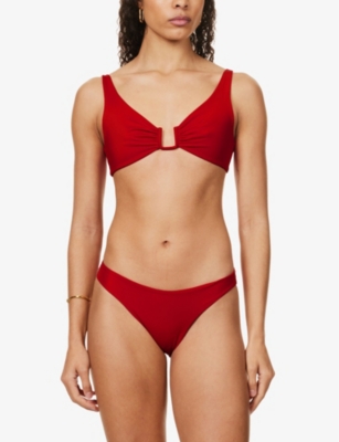 Away That Day Womens Red Palma Recycled Polyamide-blend Bikini Top In Red