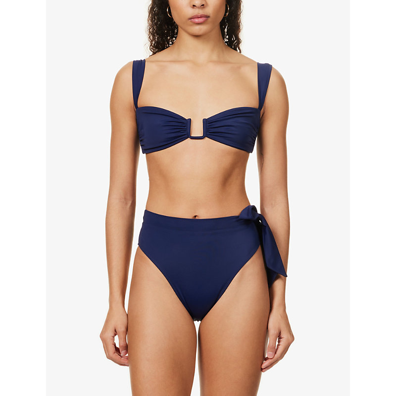 Shop Away That Day Cannes Recycled Polyamide-blend Bikini Top In Ocean Blue