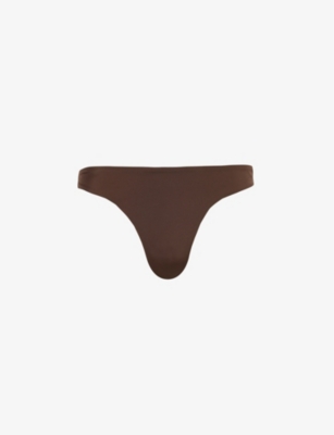 Away That Day Womens Espresso Fiji Recycled Polyamide-blend Bikini Bottoms In Brown