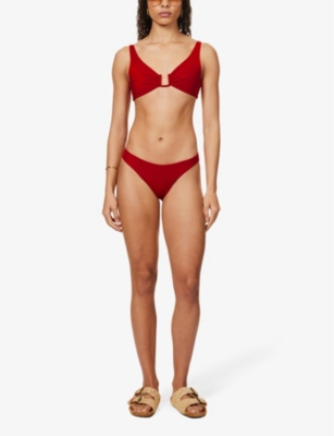 Shop Away That Day Women's Red Portofino Recycled Polyamide-blend Bikini Bottoms