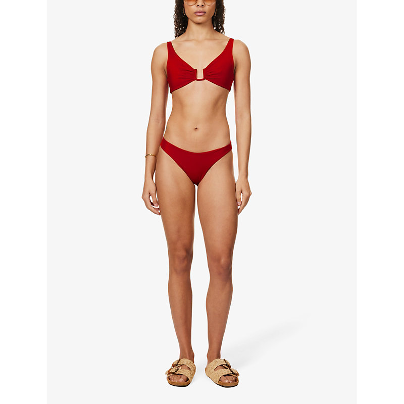 Shop Away That Day Portofino Recycled Polyamide-blend Bikini Bottoms In Red