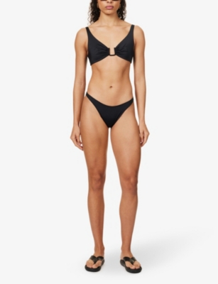 Away That Day Womens Black Maui Recycled Polyamide-blend Bikini Bottoms In Black