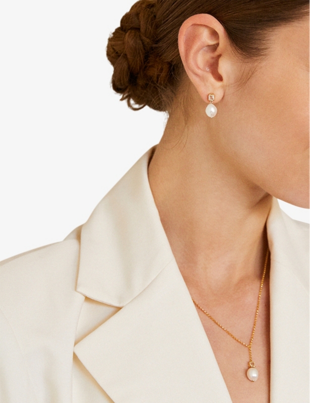 Bella 18ct Yellow Gold-Plated Vermeil Sterling-Silver Baroque Pearl And Topaz Earrings