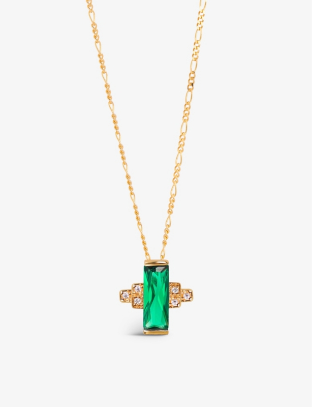 Audrey 18ct Yellow Gold-plated Sterling-Silver, Emerald And Cubic Zirconia Pendant Necklace
