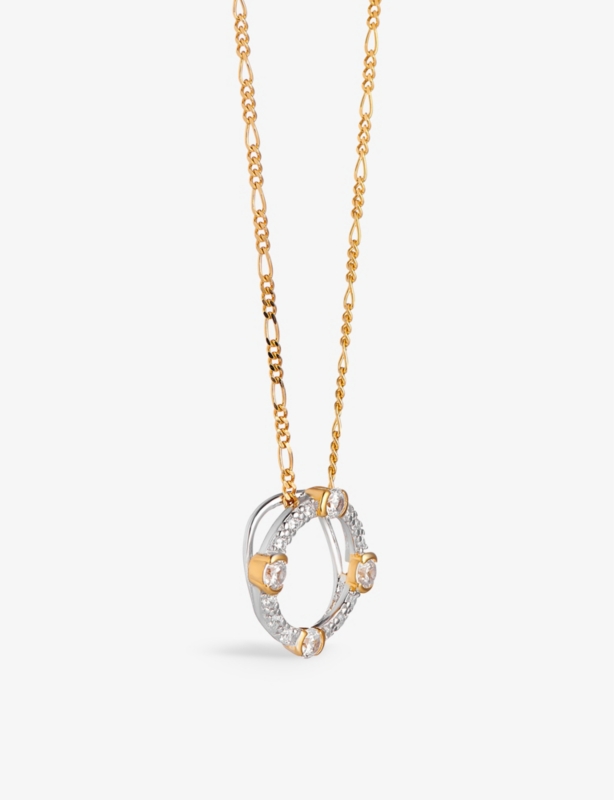 Luna 18ct yellow gold-plated sterling-silver and cubic zirconia pendant necklace