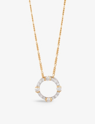 V By Laura Vann Womens Gold Luna 18ct Yellow Gold-plated Recycled Sterling-silver And Cubic Zirconia