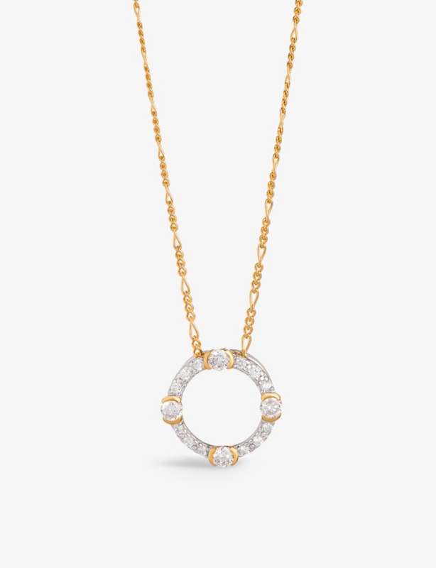 Luna 18ct yellow gold-plated sterling-silver and cubic zirconia pendant necklace