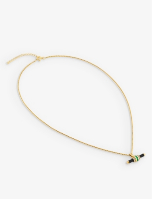 Shop V By Laura Vann Bridget 18ct Yellow Gold-plated Vermeil Recycled Sterling-silver, Emerald, White Topaz And Enamel Pe