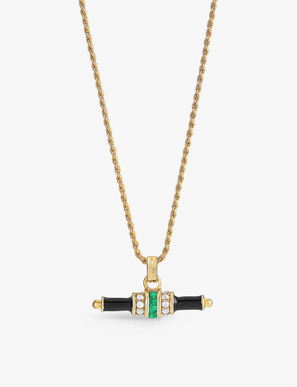 V By Laura Vann Bridget 18ct Yellow Gold-plated Vermeil Recycled Sterling-silver, Emerald, White Topaz And Enamel Pe