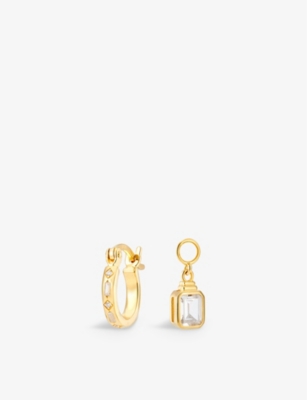 Shop V By Laura Vann Iris 18ct Yellow Gold-plated Recycled Sterling-silver And Cubic Zirconia Hoop Earrings