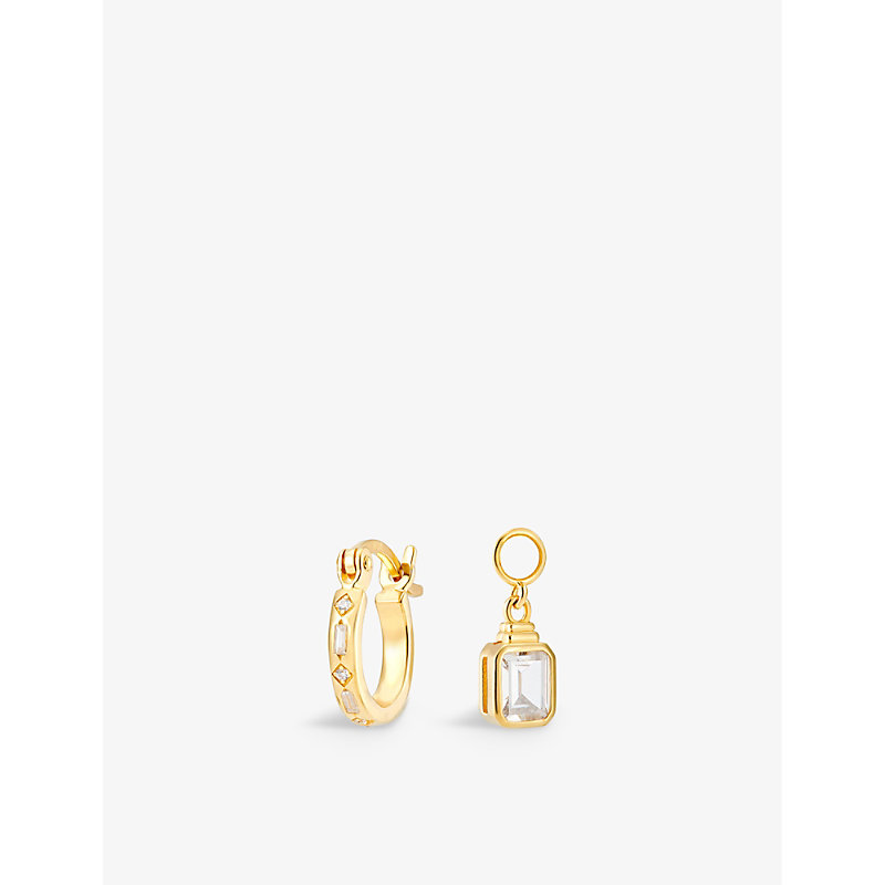Shop V By Laura Vann Iris 18ct Yellow Gold-plated Recycled Sterling-silver And Cubic Zirconia Hoop Earrings