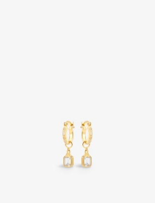 V BY LAURA VANN: Iris 18ct yellow gold-plated recycled sterling-silver and cubic zirconia hoop earrings